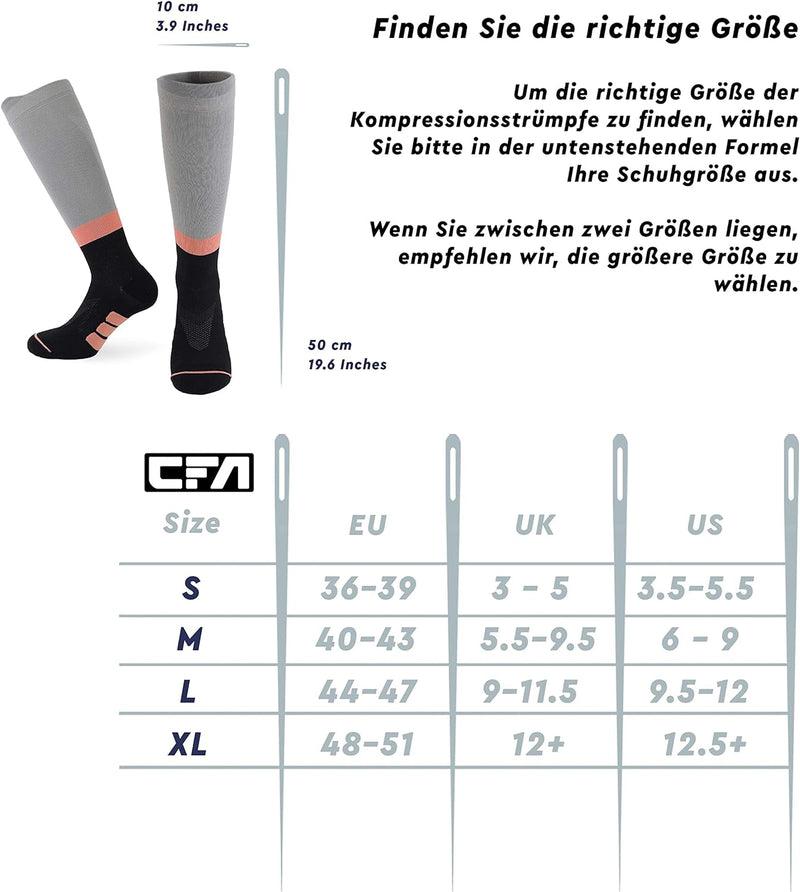 CFA V2 Qualitäts-Kompressionssocken für Männer und Frauen - Ideal fürs Laufen, Fitnessstudio, Radfah