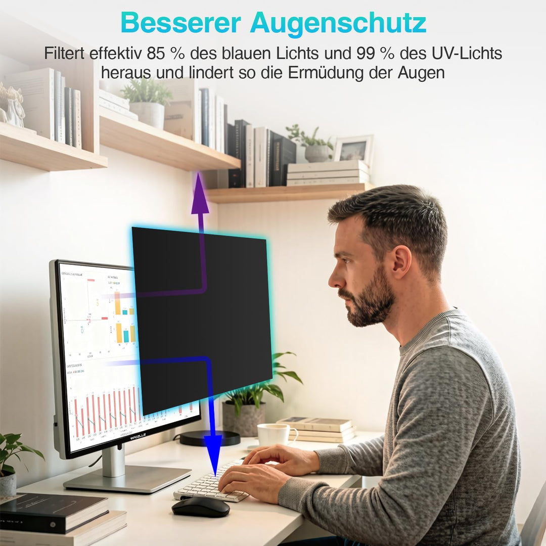 Blickschutzfolie für 34 Zoll 21:9 (79.4 x 34 cm) Monitor, Blaulichtfilter, Blendschutz, Abnehmbar Si