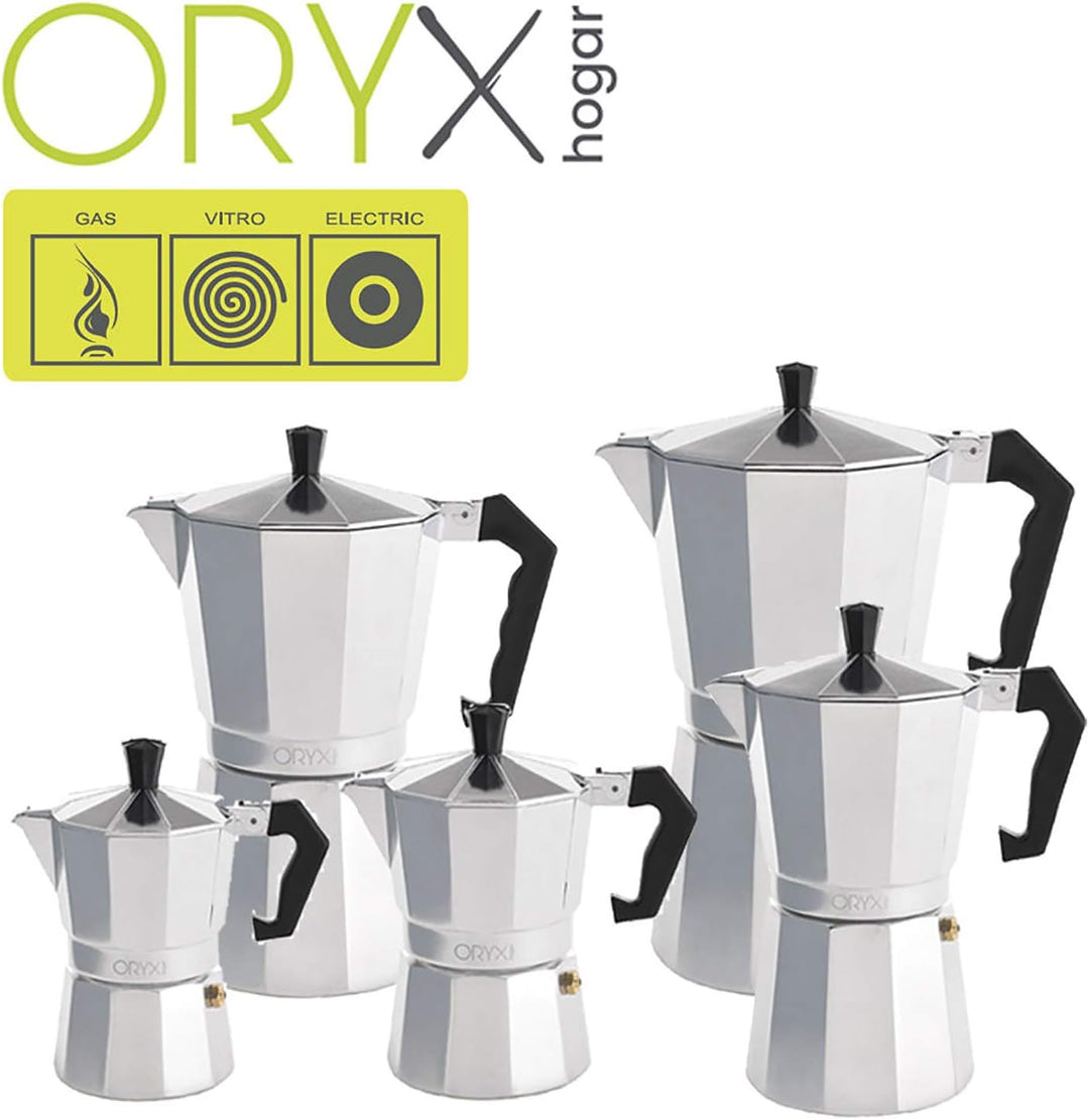 ORYX Espressokocher aus Aluminium 6 Tazas (300ml), 5056012, Silber, 6 Tazas (300ml)