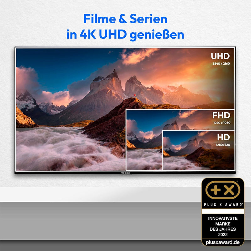 MEDION X14307 (MD 31170) 108 cm (43 Zoll) QLED Fernseher (Android TV, 4K, Dolby Vision HDR, Dolby At