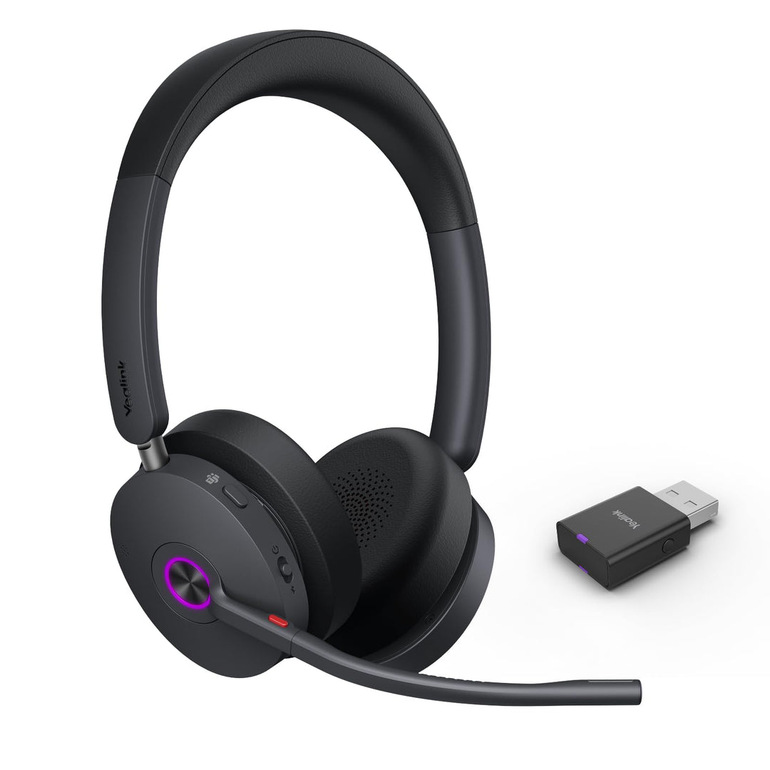 Yealink WH68 Hybrid ANC DECT & Bluetooth Kabelloses Headset mit Mikrofon, Büro-Headset mit DECT-Dong