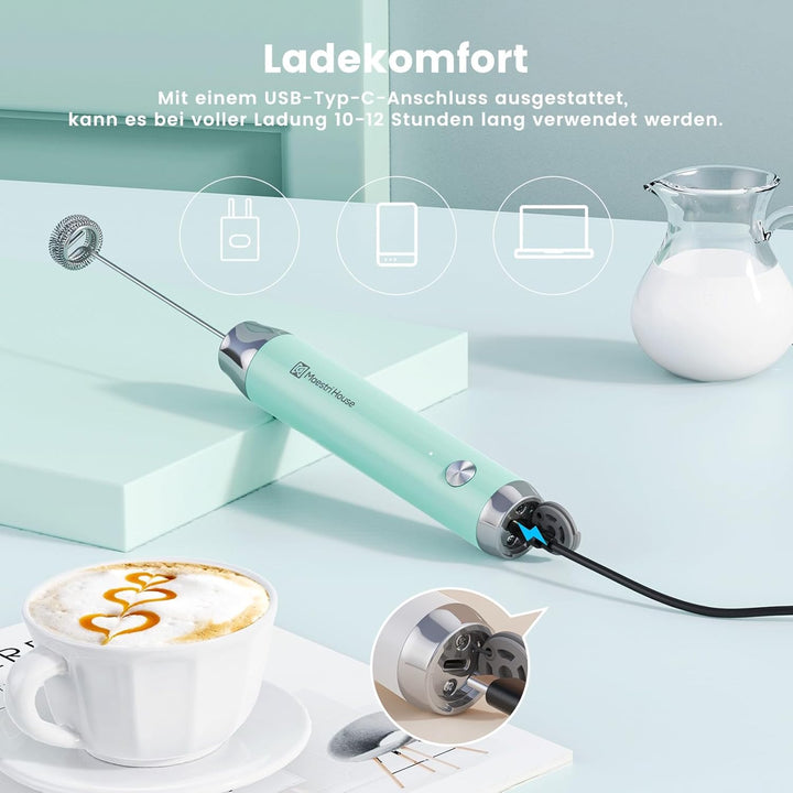 MaestriHouse wiederaufladbarer Milchaufschäumer, tragbar, elektrisch, wasserdicht, abnehmbarer Edels