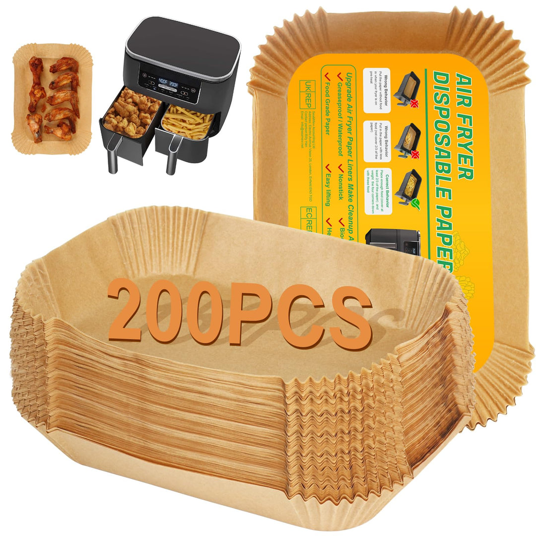 BYKITCHEN 200 Stücke Backpapier für Heissluftfritteuse Ninja Double Stack XL 9.5L SL400EU, Airfryer