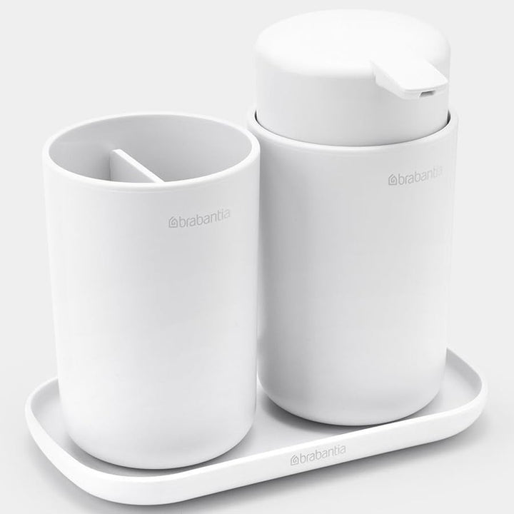 Brabantia Renew Collection Badezimmer-Set, Kunststoff, Weiss, Set of 3 White, White