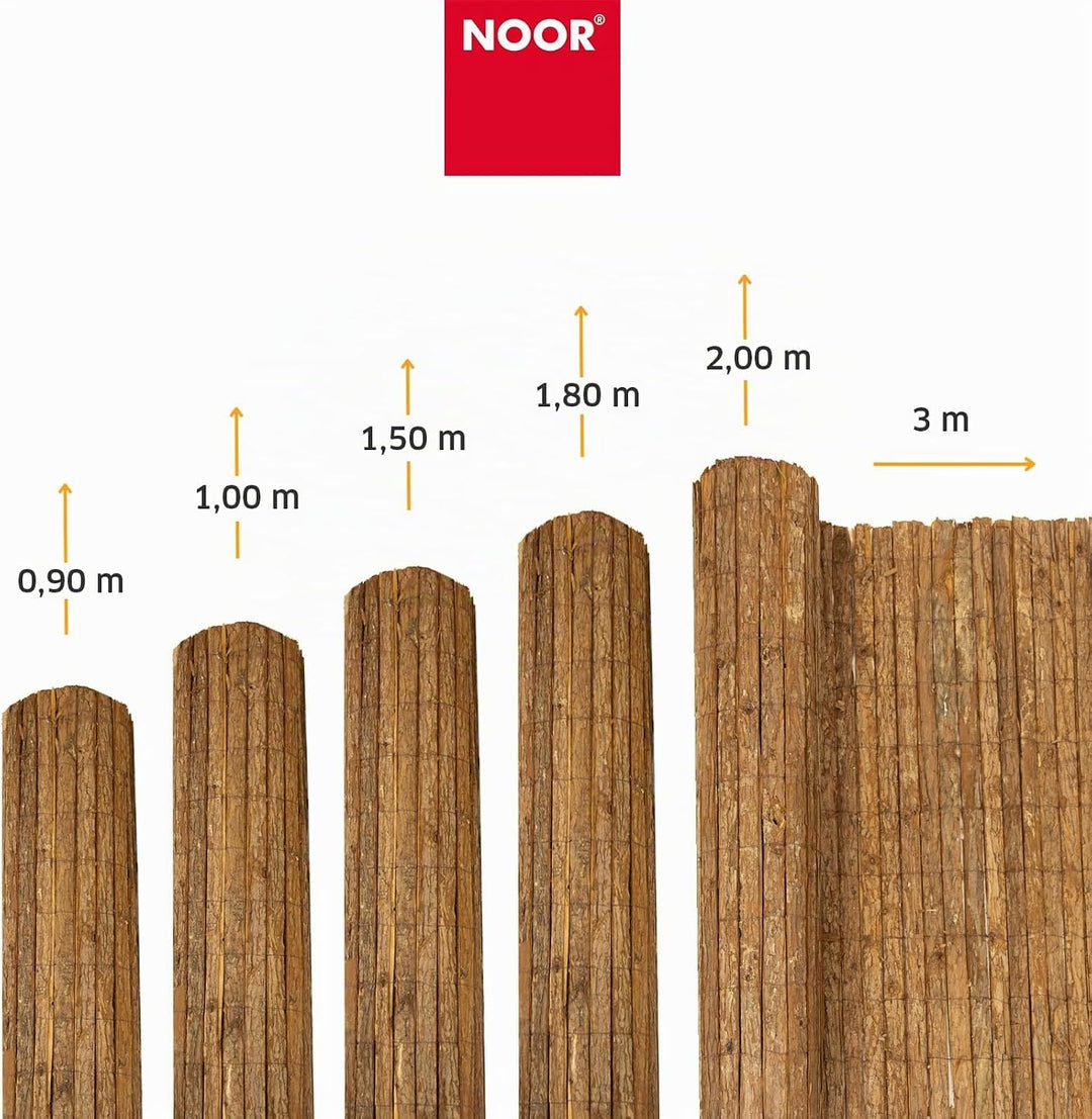 NOOR Rindenmatte Country Natur 2,00 x 3,00 m - Natürlicher Sichtschutz aus Baumrinde für Garten, Ter