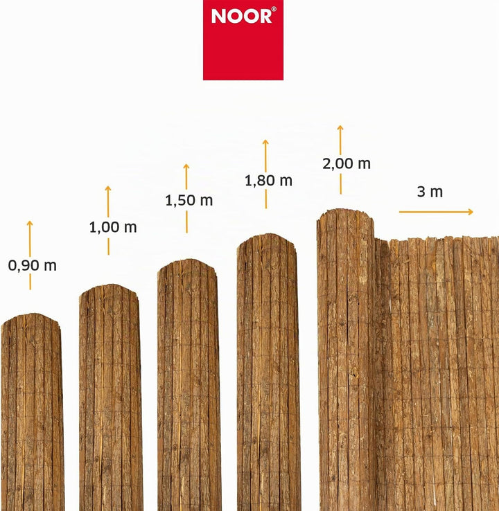 NOOR Rindenmatte Country Natur 2,00 x 3,00 m - Natürlicher Sichtschutz aus Baumrinde für Garten, Ter