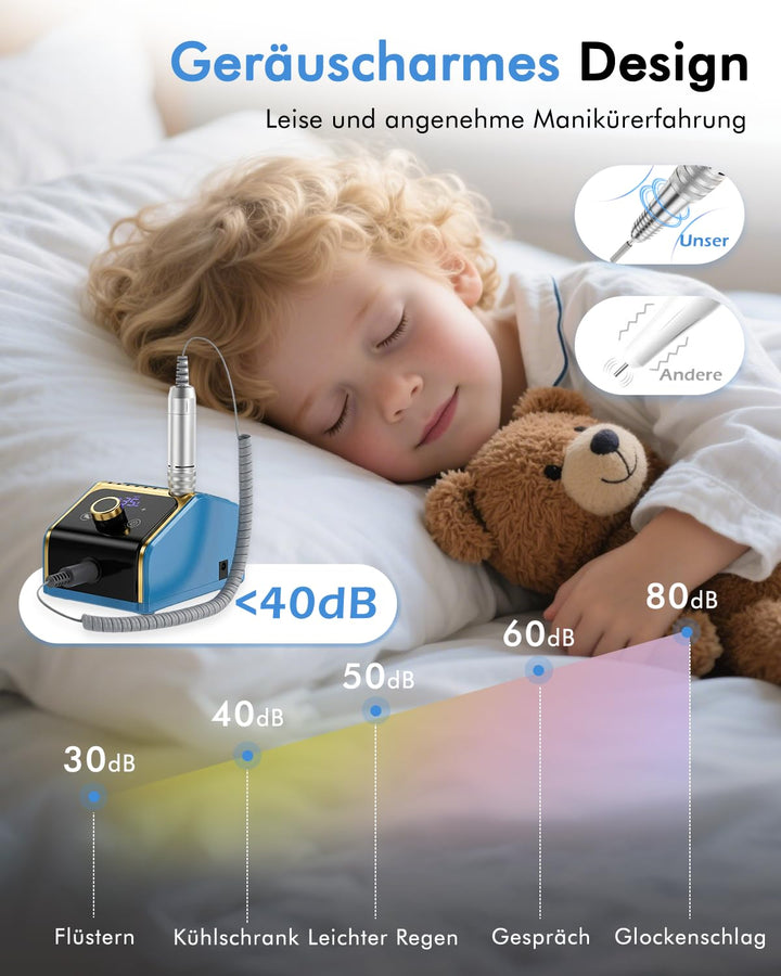 CozyZen Elektrische Nagelfräsmaschine 35.000 U/min Profi-Set | Mit LCD-Display, Hand- & Fusspedal, l
