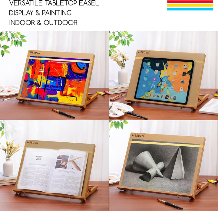 MEEDEN A3 Tischstaffelei Holz, 47x36 cm Verstellbare Staffelei Tisch aus Deutsche Buchenholz, Faltba