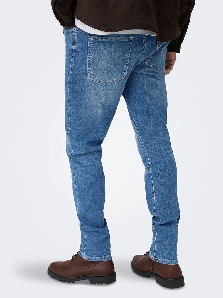 ONLY & SONS Male Slim Fit Jeans ONSLOOM Mid Rise Slim Fit Jeans 28W / 30L Medium Blue Denim, 28W / 3