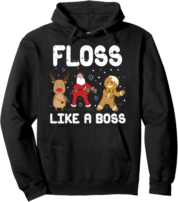 Weihnachtsseide wie ein Boss Slogan Santa Reindeer Fun Gift Pullover Hoodie