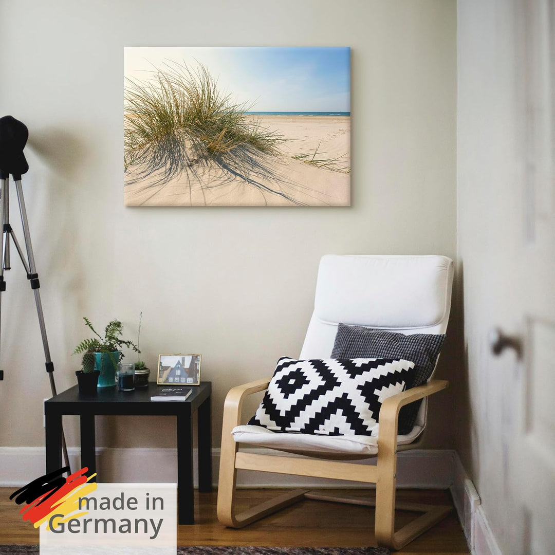 ARTland Leinwandbilder Wandbild Bild Leinwand 70x50 cm Strand Meer Dünen Küste Meerblick Sommer Sonn