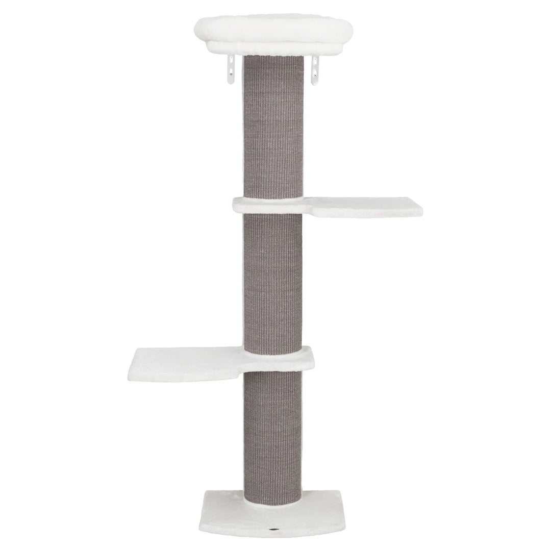 TRIXIE Kratzbaum Acadia 160 cm in weiss/grau – mehrstöckiger Katzenbaum mit gemütlichen Liegeflächen