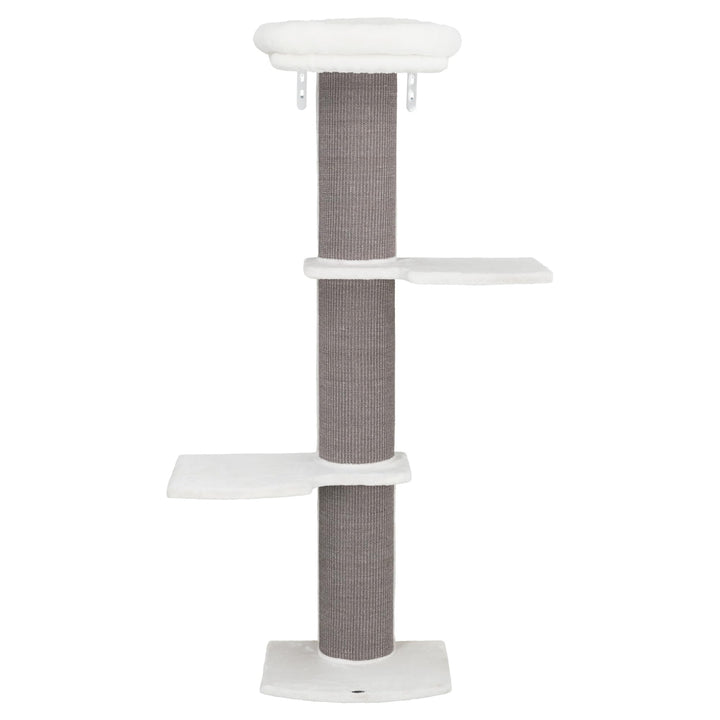 TRIXIE Kratzbaum Acadia 160 cm in weiss/grau – mehrstöckiger Katzenbaum mit gemütlichen Liegeflächen