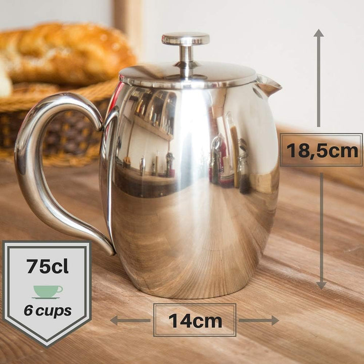 VeoHome French Press Kaffeebereiter Kaffeekanne unzerbrechlich und hält Ihren Kaffee dank der Doppel