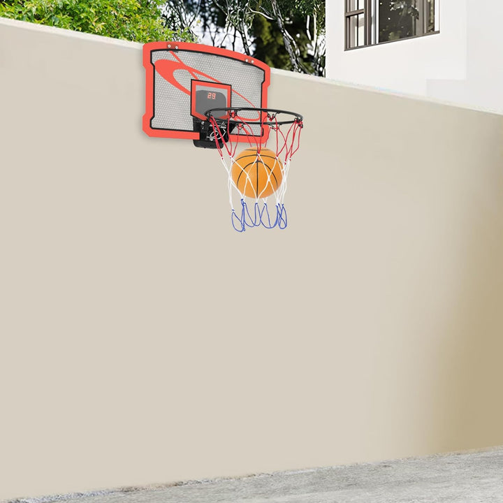 Kinder Basketballkorb Indoor für Tür & Wand, Mini Basketball Set mit Elektronischer Anzeigetafel, 2