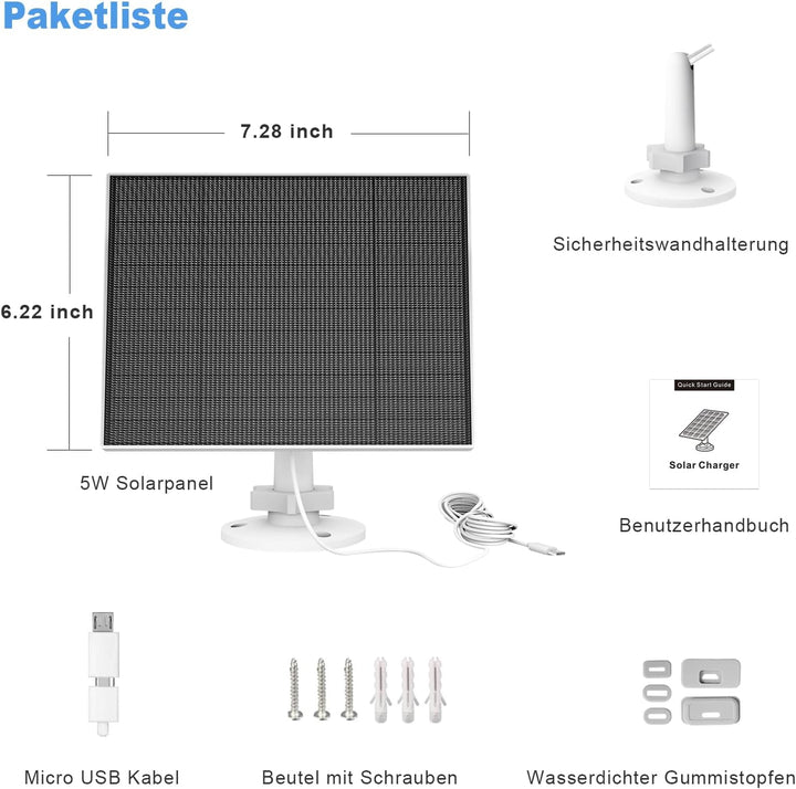 Solarpanel für Eufy Outdoor kamera, Kompatibel mit Eufycam Kamera, Kontinuierliche Stromversorgung,