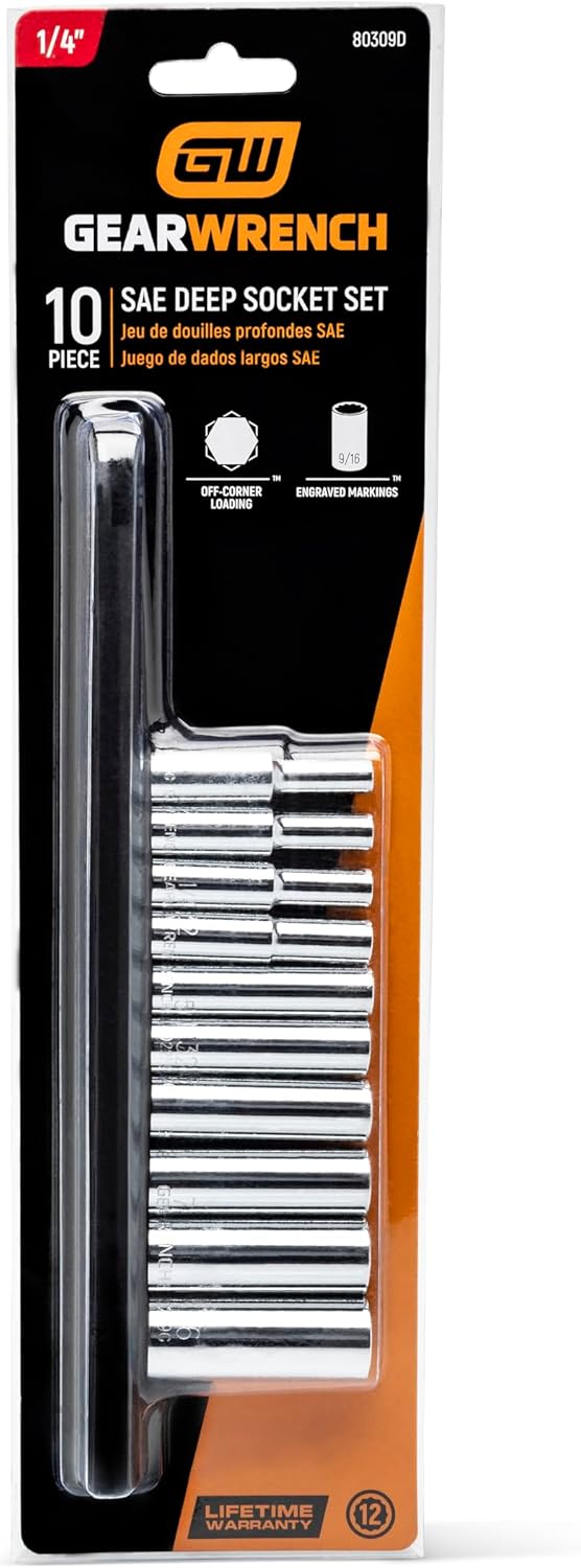 GearWrench Steckschlüsselsatz, SAE - 80309D, 12-teilig, 1/4-Zoll-Antrieb, 10-teilig 1/4" Drive 10 St