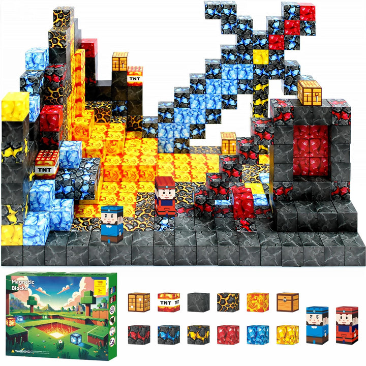 Magnetbausteine Spielzeugset 108PCS, Montessori Spielzeug, Geschenk für Kinder ab 3 Jahren