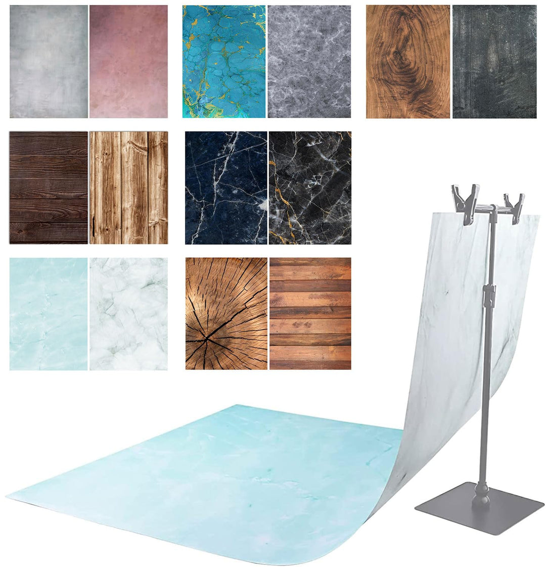 7PCS 14Patterns Photography Gradual Background Paper Without Stand, Double-Sided Waterproof Reusable