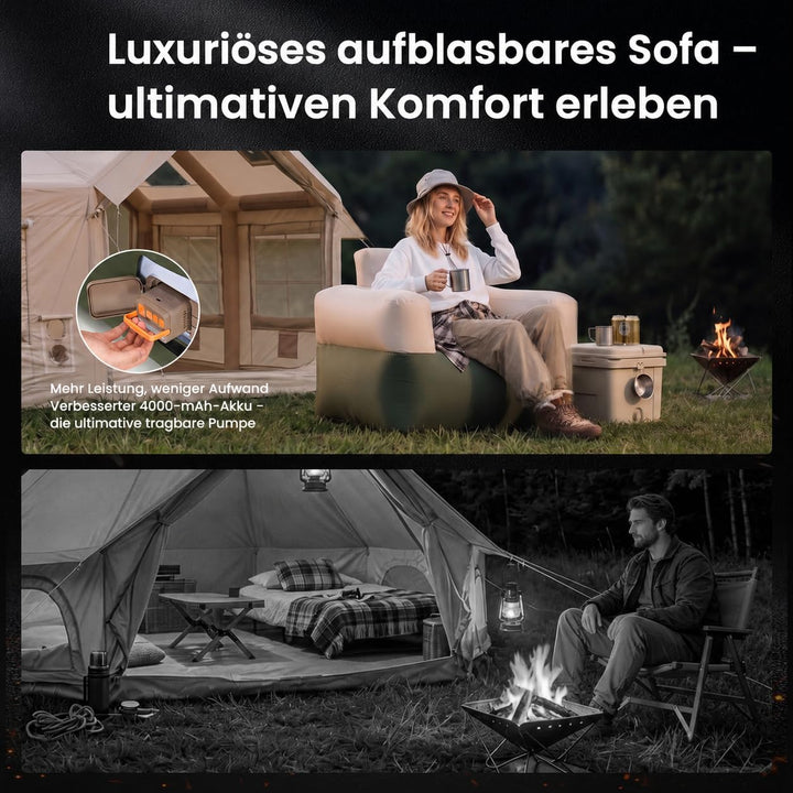MOPHOTO Aufblasbares Sofa mit Elektropumpe, Camping-Luftsofa