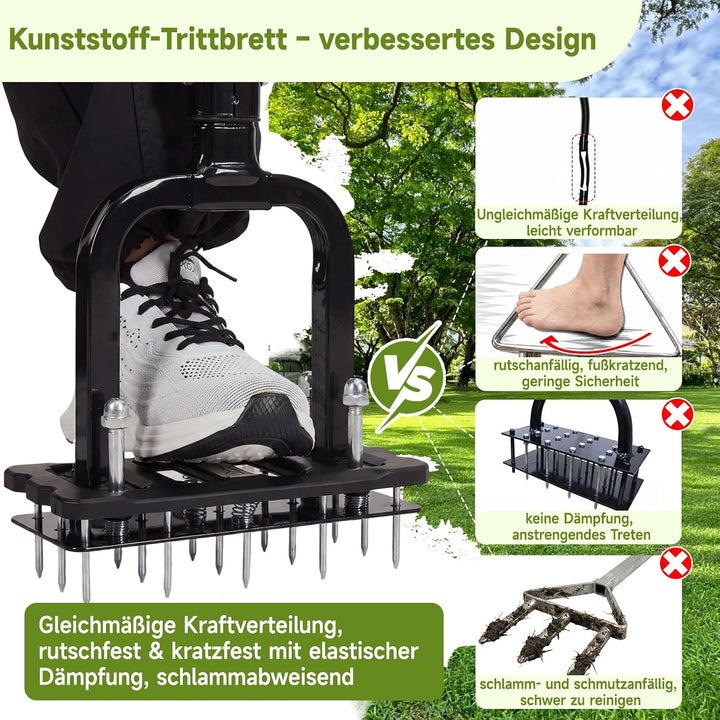 HAUSPROFI Innovative Rasenlüfter Manuell, 15 Spikes Aerifizierer für Rasen,6 Federn Rasen Aerifizier