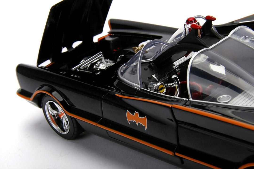 Jada Toys Classic Batmobil 1966, hochdetailiertes 1:18 Modellauto inkl. Batman & Robin Figur, Türen,
