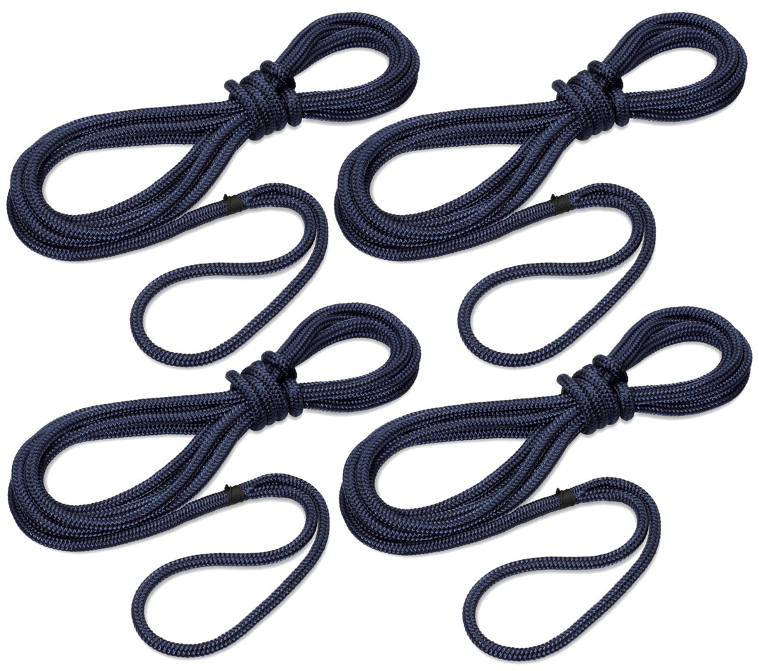 Seilflechter - Festmacher Set 14 mm Ø, 2X 6m und 2X 10m Länge, 40 cm Auge gespleisst & getakelt, Tai
