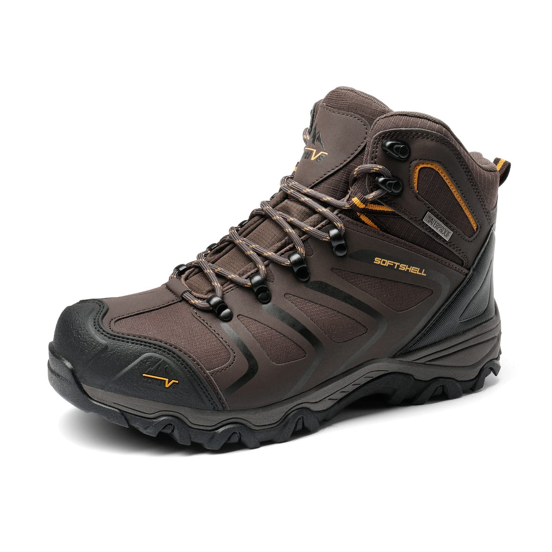NORTIV 8 Herren-Wanderstiefel, wasserdichte Outdoor-Trekkingstiefel 43 EU Weit Braun Schwarz Hellbra