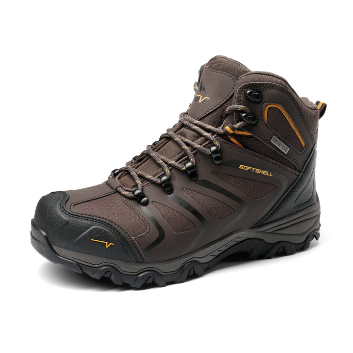 NORTIV 8 Herren-Wanderstiefel, wasserdichte Outdoor-Trekkingstiefel 43 EU Weit Braun Schwarz Hellbra