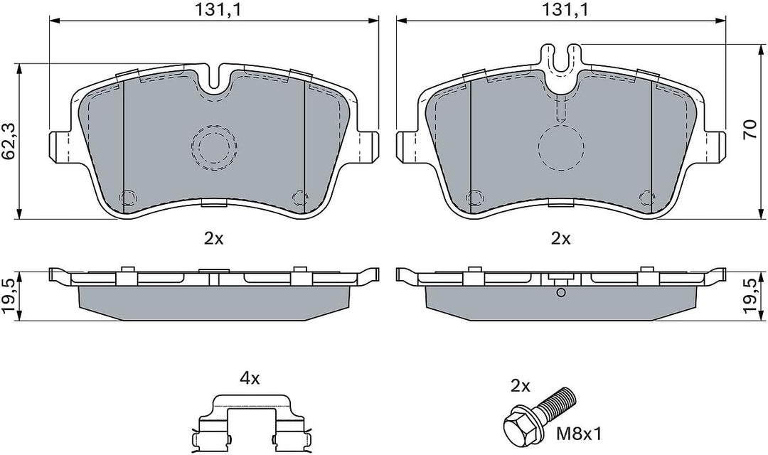 Bosch BP274 Bremsbeläge - Vorderachse - ECE-R90 Zertifizierung - vier Bremsbeläge pro Set