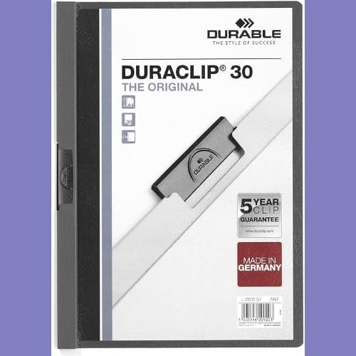 Durable Klemm-Mappe Duraclip Original 30 (für 1-30 Blatt A4), 25 Stück, anthrazit/grau, 220057 anthr