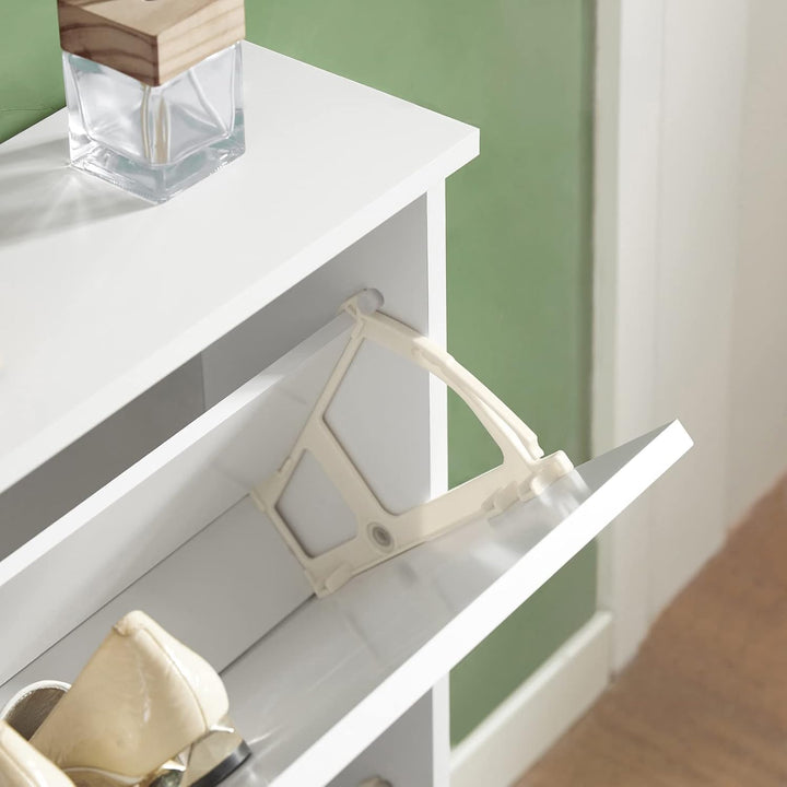 SoBuy Schuhschrank Schmal Schuhkipper Schmal mit 2 Klappen - für bis zu 10 Paar Schuhe, stabil und k