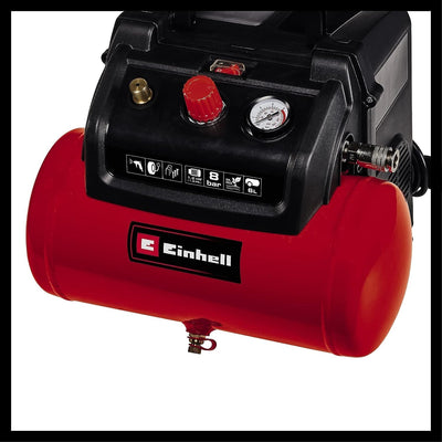 Einhell Kompressor TC-AC 190/6/8 (1,2 kW, max. 8 bar, 190 L/min Ansaugleistung, 6 Liter Tank, ölfrei