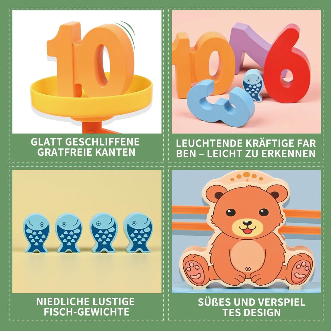 Montessori Spielzeug 3 4 5 Jahre, Mathe Waage, Spiele ab 3 Jahre, Holzspielzeug, Motorikspielzeug, L
