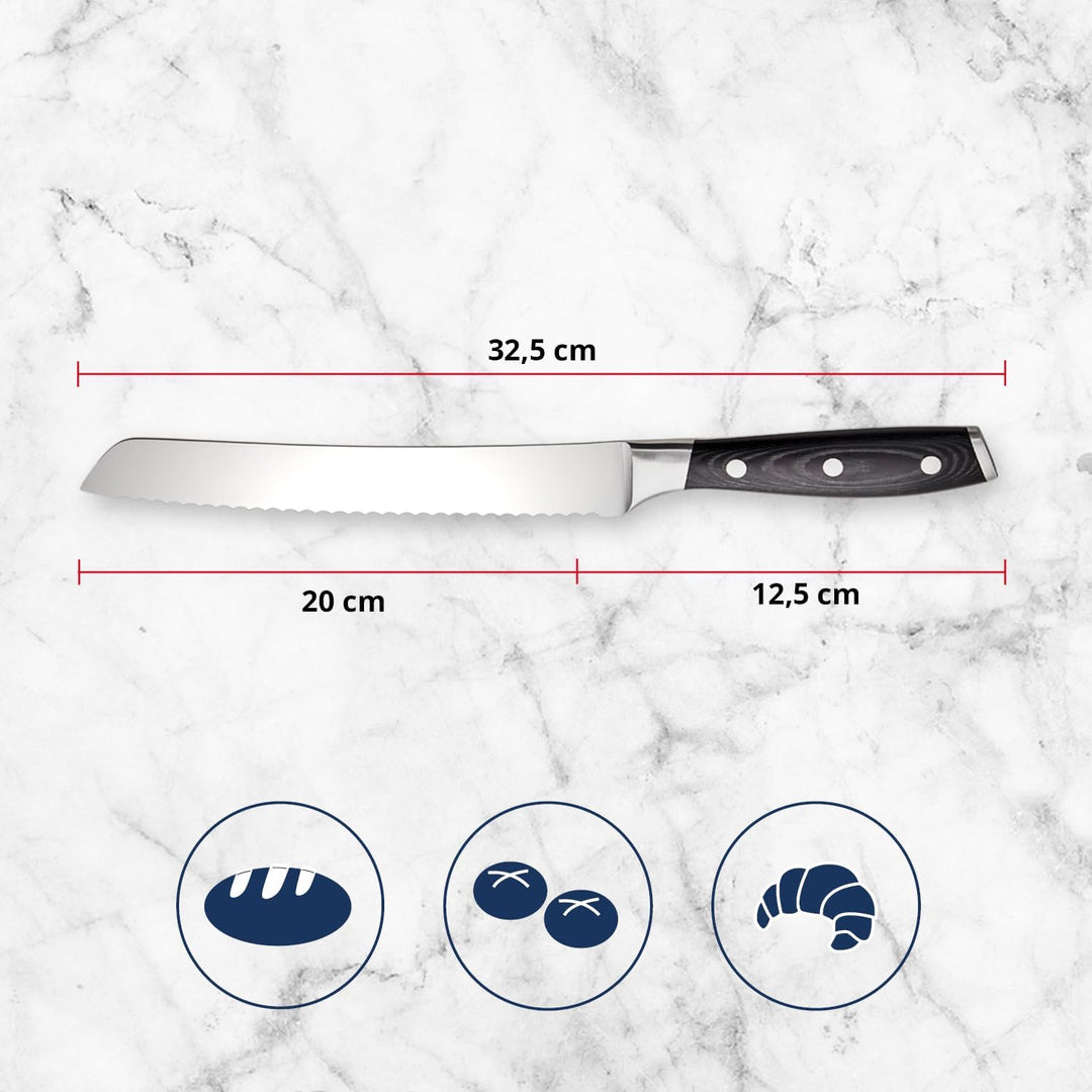 MEISTERKOCH Brotmesser Messer Küchenmesser | 20 cm Klinge aus rostfreiem deutschen Edelstahl | ergon