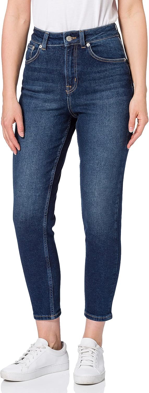 NA-KD Damen Comfort Mom Jeans 34 Dunkelblau, 34 Dunkelblau