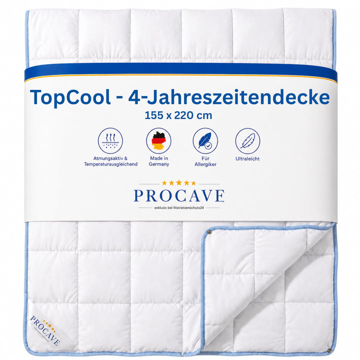 PROCAVE TopCool 4 Jahreszeiten Qualitäts-Bettdecke mit Druckknöpfen für Winter und Sommer | Soft-Kom