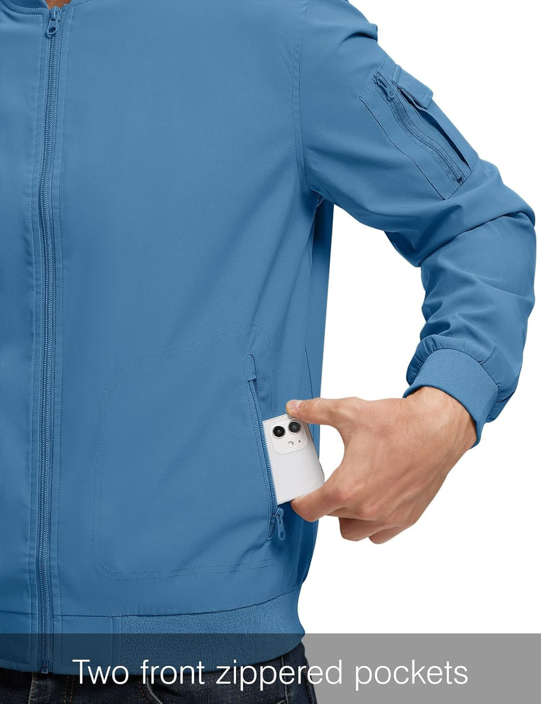 Herren Jacken Leichte Windbreaker Übergangsjacke Bomberjacke Frühling Herbst Fliegerjacke Stehkragen