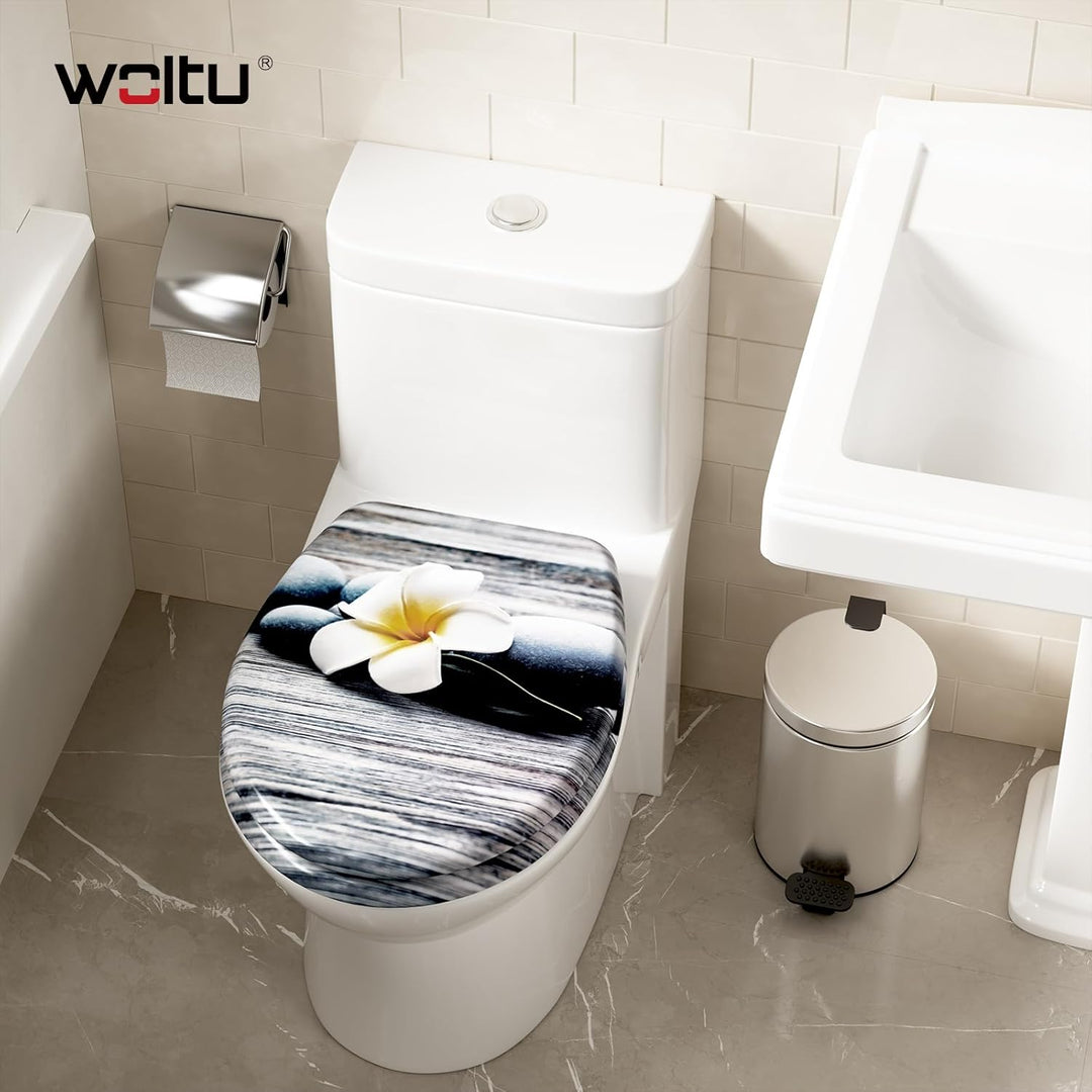 WOLTU WC Sitz mit Absenkautomatik,Toilettensitz Motiv, Toilettendeckel aus Duroplast, Stable Klodeck