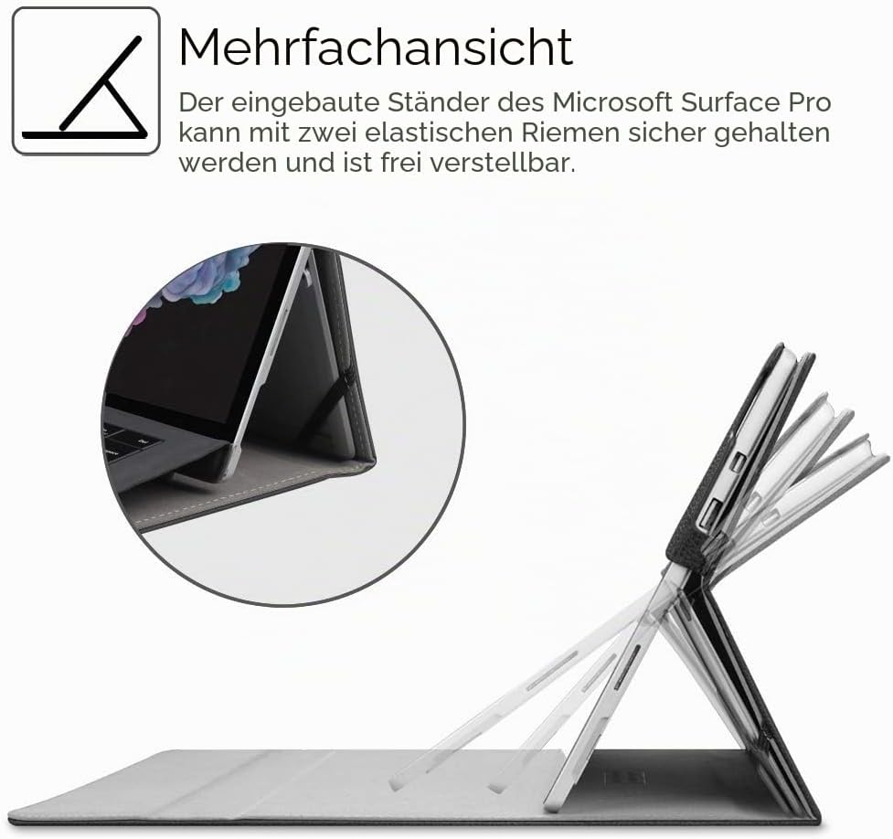 FINTIE Hülle für Microsoft Surface Pro 7+/ 7/6/ 5/4/ 3 Tablet 12.3 Zoll - Multi-Sichtwinkel Hochwert