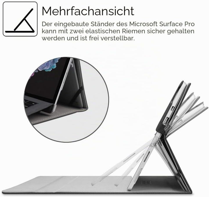 FINTIE Hülle für Microsoft Surface Pro 7+/ 7/6/ 5/4/ 3 Tablet 12.3 Zoll - Multi-Sichtwinkel Hochwert