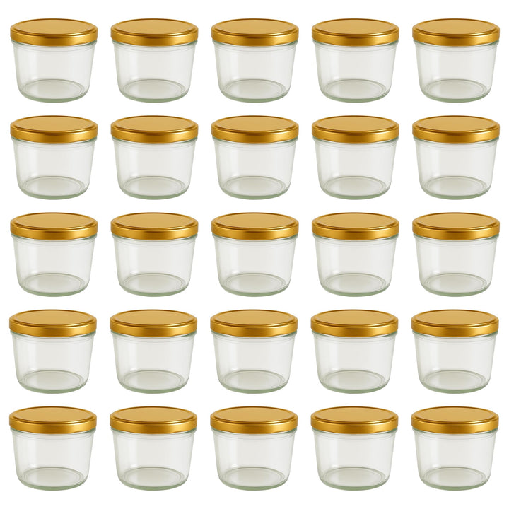 Vitrea 25x Marmeladengläser 230 ml - mit Deckel Gold TO 82 - Einmachgläser zum befüllen mit Schraubd