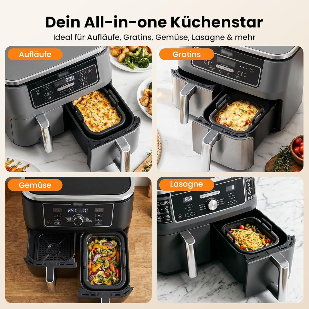 Glas Auflaufform Airfryer für Ninja AF400EU/AF500EU/SL400EU, Auflaufform Heissluftfritteuse mit Hera