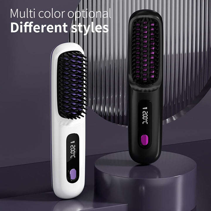 Go Brush Pro,Numoya Tragbare Glättungsbürste für Haarstyling,GoBrush Pro Hair Numoya,Wiederaufladbar