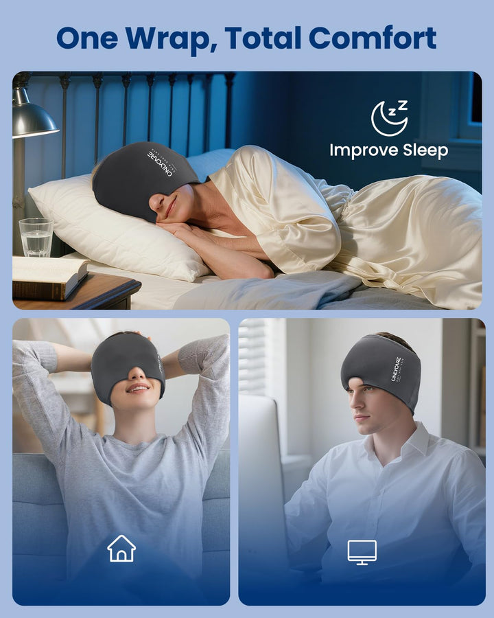 ONLYCARE Mütze Migräne Relief Cap, Headache Relief Hat Kühlmaske Kühlmütze Kopfschmerzen Maske Kühlh
