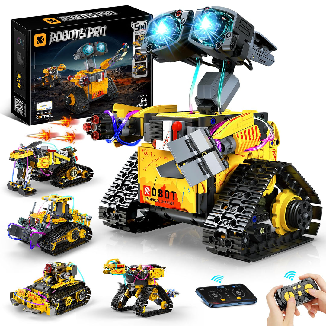 Technik Roboter Bauspielzeug, 5-in-1 Roboticset Programmierbarer mit App & Fernsteuerung, RC Roboter