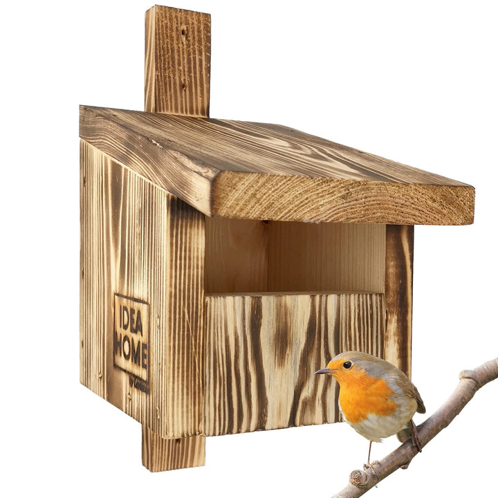Leviatan IDEA HOME TURDUS Vogel Nistkasten Rotkehlchen, Rotschwänzchen aus Massiv-Holz - Verschraubt