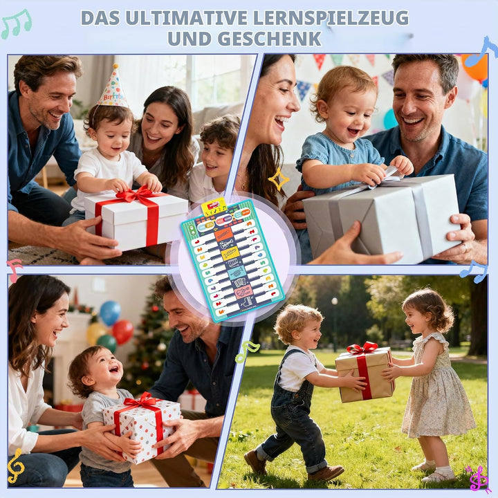 Baby Musikmatte Klaviermatte mit 8 Musikinstrumente, Keyboard Kinder Tanzmatte, Doppelte Piano Matte