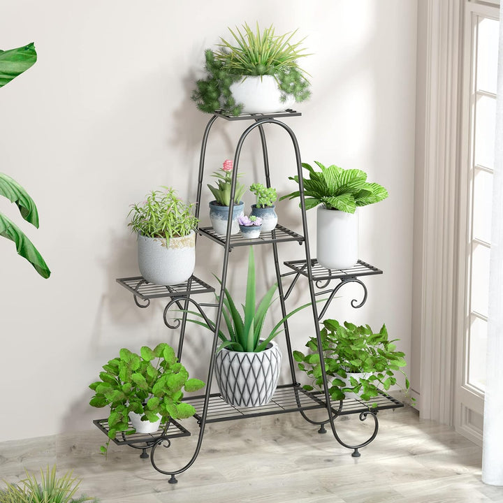 unho Blumenständer Blumentreppe mit 7 Ablagen Blumenregal Pflanzregal Metall, 66 x 22 x 102 cm
