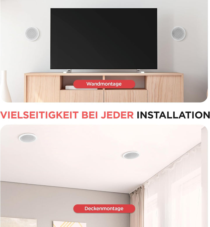 pyle Home pdic51rd 2-Zweiwege-Decken-Wandhalterung Lautsprecher System – schwarz Standard schwarz, S